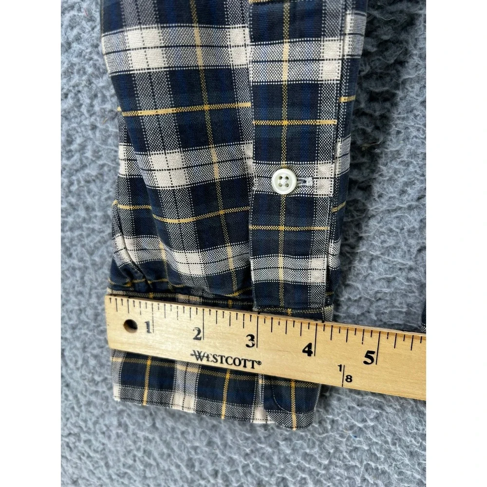Polo Ralph Lauren‎ Shirt Mens Large Plaid Button Down Navy Tan Yellow Pony